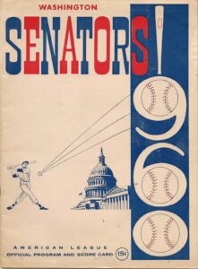 Washington Senators (1901-1960)*(1960-1971) logo, uniforms, and team history photo