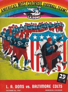 LA Dons vs Baltimore Colts 1947 AAFC rogram