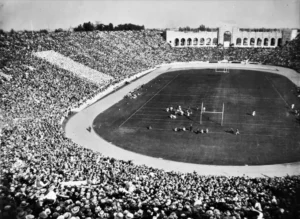 LA Coliseum 1920s aerial view